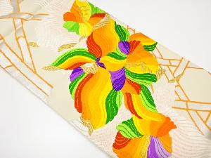 花模様織り出し袋帯